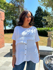 White Linen Button Top Taylor