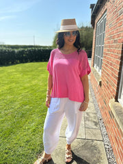 Lipstick Mesh Panel Knit Top Caroline