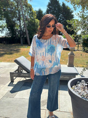 Blue Floral Stripe Top Brianne