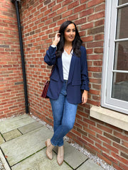 Navy Pinstripe Take You Anywhere Jacket