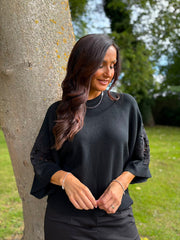 Black Floral Lace Knit Joanne