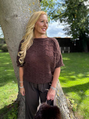 Chocolate Short Sleeve Chevron Knit Kenna
