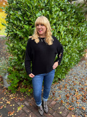 Black Sleeve Detail Knit Top Julia