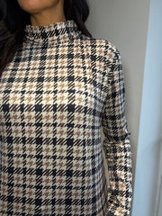 Black Check Pattern Super Soft Roll Neck