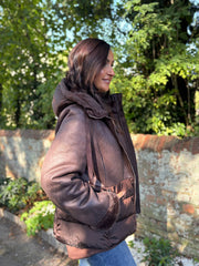 Chocolate Premium Faux Leather Puffer Coat Olympia