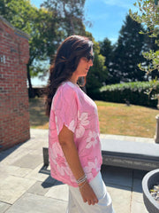 Pink Linen Floral Top Lila
