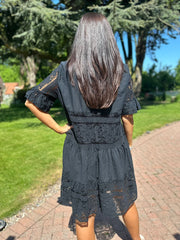 Black Mesh Lace Panel Dress Vivian