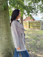 Grey Tie Waist Jacket Charlotte
