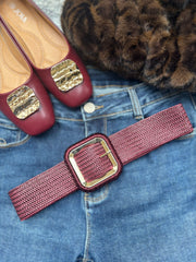 Wine Square Buckle Belt