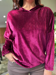 Wine Sparkle  Velour Hoodie Colette