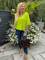 Lime V-Neck Reverse Seam Knit Diana