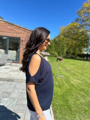 Navy Cold Shoulder Top Orla