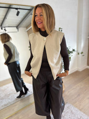 Stone Boucle Button Waistcoat Rachel