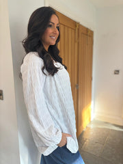 White Textured Bardot Top Maiya