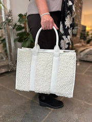 Winter White Sherpa Tote Bag