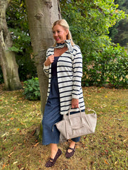 Navy Striped Longline Cardi Haven