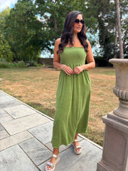 Olive Bandeau Towelling Dress Natasha