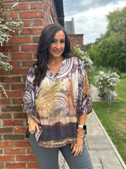 Mauve Oversized Patterned Blouse Indy