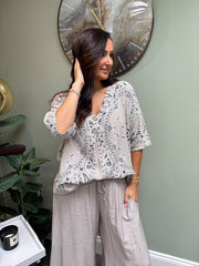 Stone Paisley Bubble Cotton Top Quinley