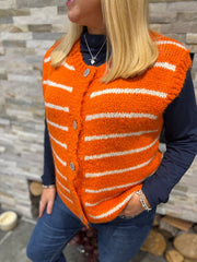 Orange Stripe Knitted Waistcoat Emily