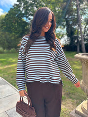 Blue Striped Sweat Top Mollie