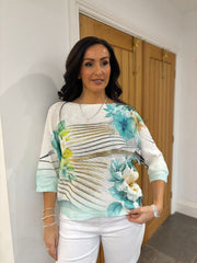 Teal Metallic Floral Wave Soft Knit Dawn