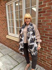 Mocha Gold Shimmer Flower Scarf