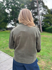 Khaki Military Suedette Jacket Cheryl