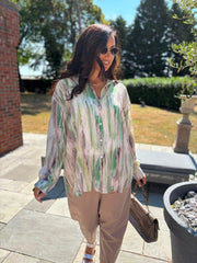 Green Brushed Print Shirt Rachel