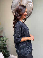 Black Paisley Bubble Cotton Top Quinley