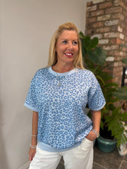 Blue Leopard Print Top Robin