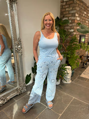 Denim Paisley Bubble Cotton Trousers Alina