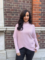 Pink Ribbed Dip Hem Jumper Vicky