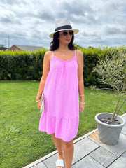 Candy Pink Bubble Cotton Summer Dress Samantha