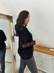 Black Chenille Shimmer Sweatshirt Hailey