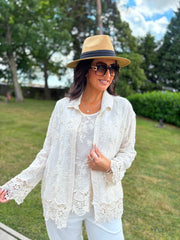 Stone Floral Lace Hem Vest Dina