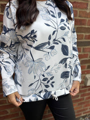 Navy Floral Leaf Sweat Top India