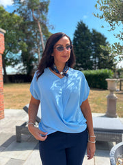 Blue Twist Drape Top Jacqueline