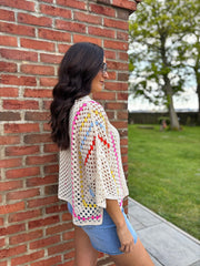 Stone Crochet Collared Knit Bonnie