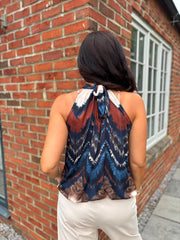 Navy Zig Zag Halter Neck Top Jessie