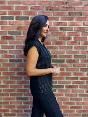 Black Studded V Neck Tank Top Serena