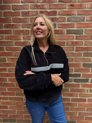 Black Chenille Half Zip Jumper Hazel