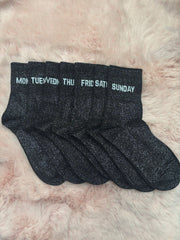 Black Days of the Week Glitter Socks