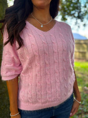 Pink Soft Cable Knit Tammy