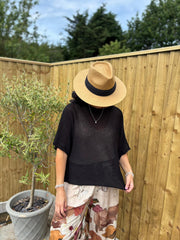 Black Cotton Reverse Seam Knit Jo