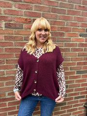 Wine Knitted Waistcoat Lillian