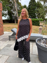 Black Polka Dot Lace Trim Set Kimberly