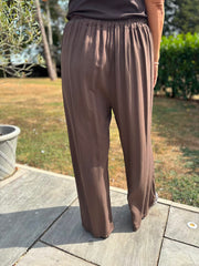 Chocolate Wide Leg Pull On Trousers Cara