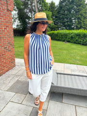 Navy Striped Sleeveless Top Tiana