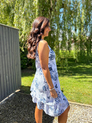 White Floral Print Sleeveless Dress Lilia